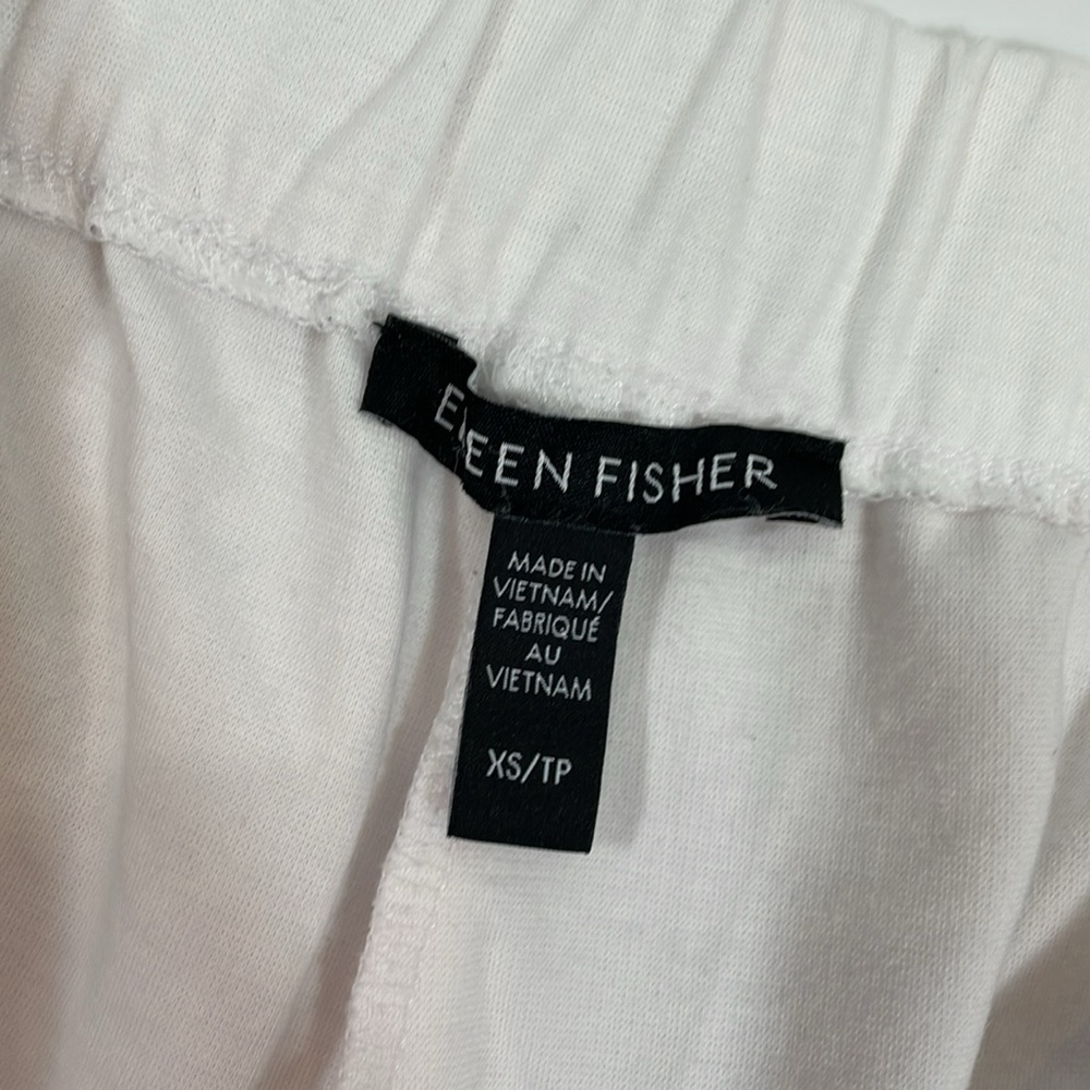 Eileen Fisher Pants XS White Cropped Stretch Pants Elastic Back EUC - Picture 4 of 9